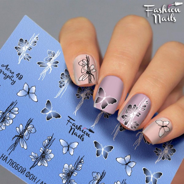 Слайдер Fashion Nails Aerography 49 цветы бабочки